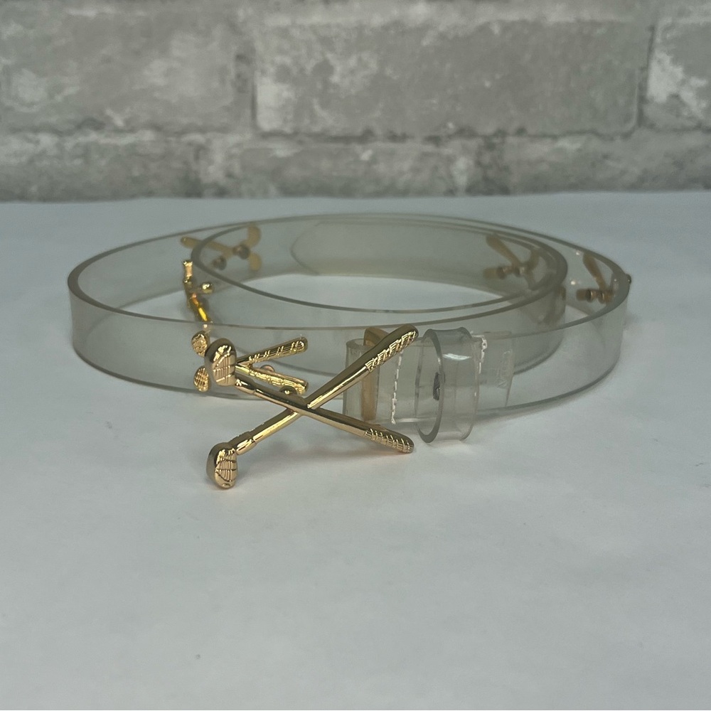 Vintage clear belt with gold golf hardware